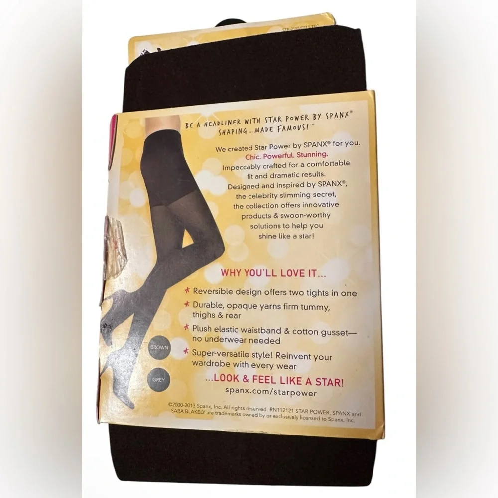Star Power Spanx Womens Size A Center Stage Reversible Shaping Tights Black Java